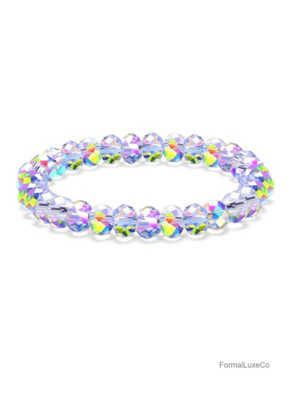 8mm Faceted Cut Crystal Stretch Bracelet, Elastic Cord, Velvet Pouch